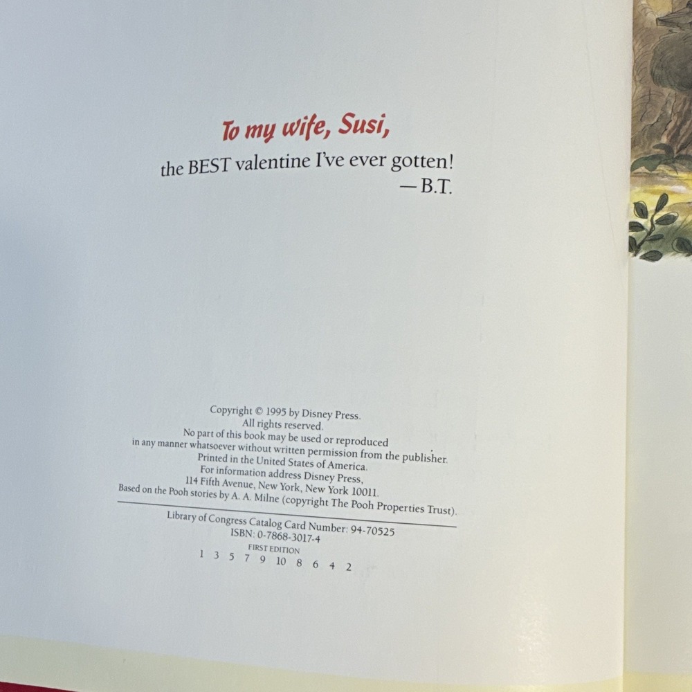 Disney Press Winnie the Pooh: Winnie the Pooh's Valentine Hardcover (1995) - Picture 5 of 6